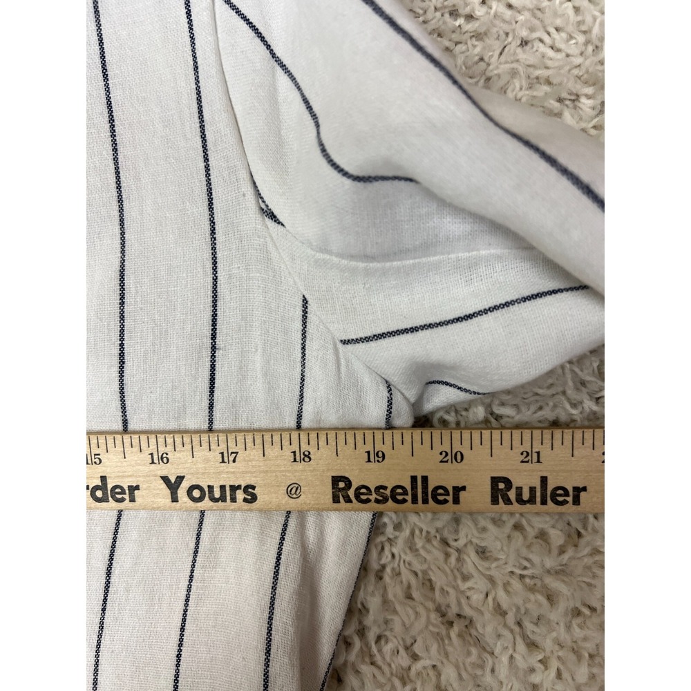 Abercrombie & Fitch Linen Blend Blazer Womens S White Striped Open Long Sleeve - Picture 4 of 9